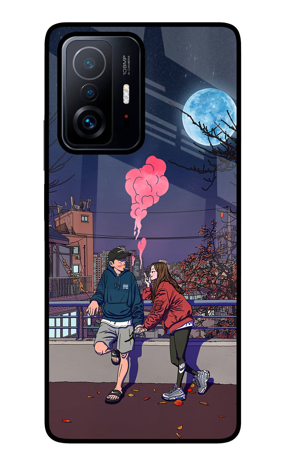 Chilling Couple Mi 11T Pro 5G Glass Case Back Cover by Casekaro