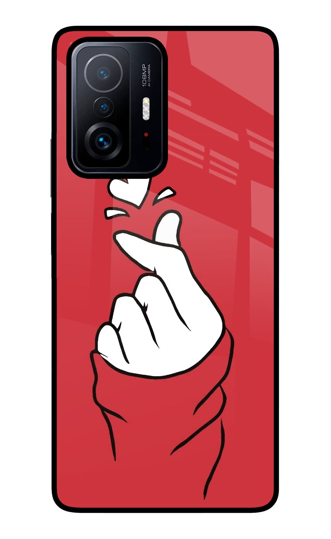 Korean Love Sign Mi 11T Pro 5G Glass Case Back Cover by Casekaro
