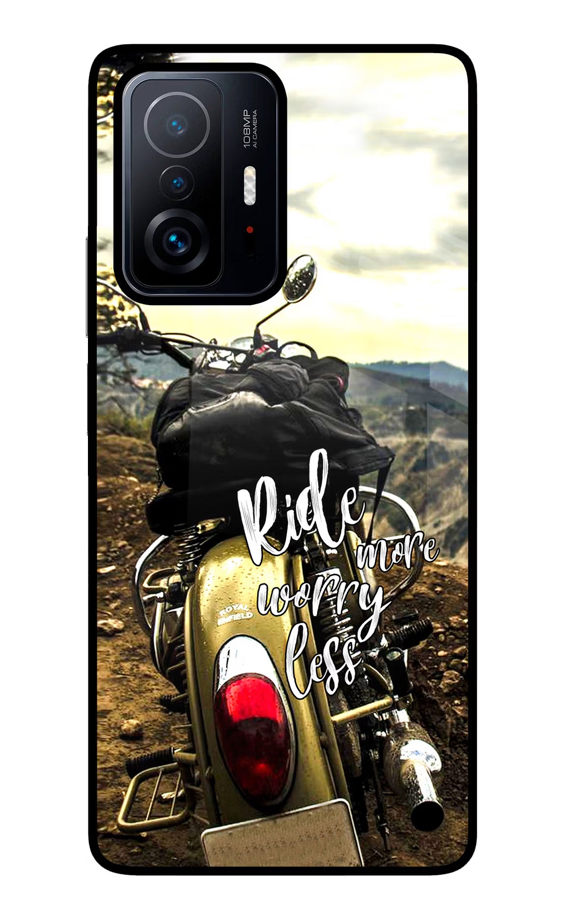Ride More Worry Less Mi 11T Pro 5G Glass Case Back Cover by Casekaro