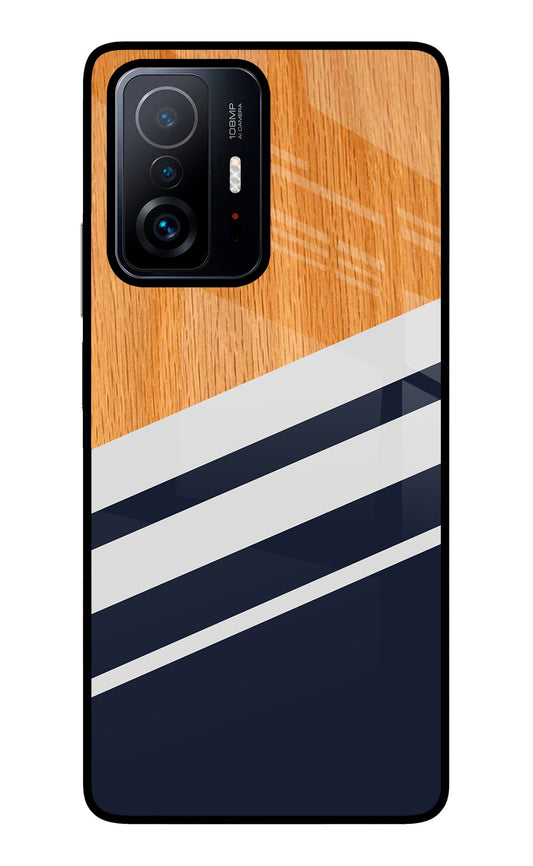 Blue and white wooden Mi 11T Pro 5G Glass Case