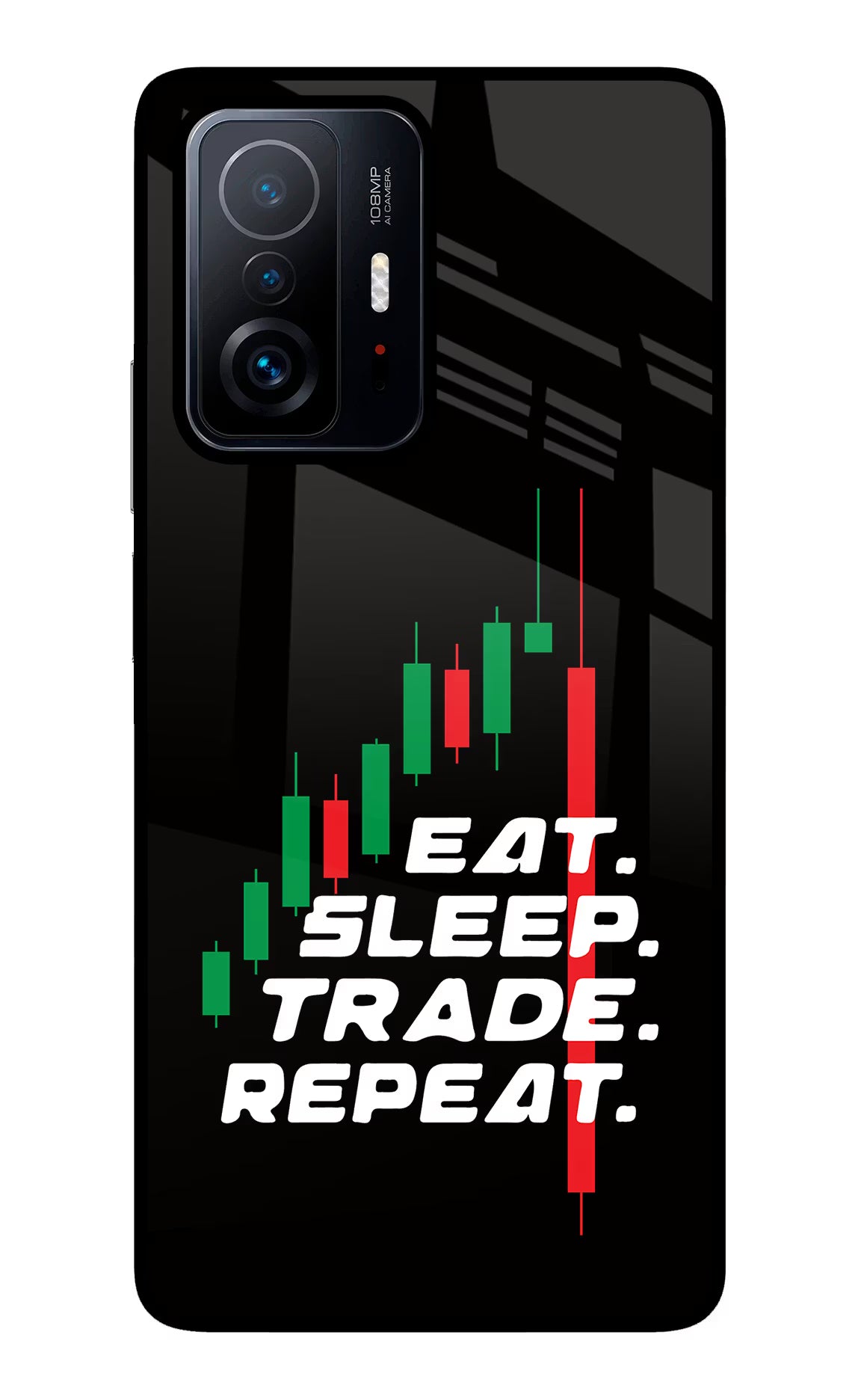 Eat Sleep Trade Repeat Mi 11T Pro 5G Glass Case Back Cover by Casekaro