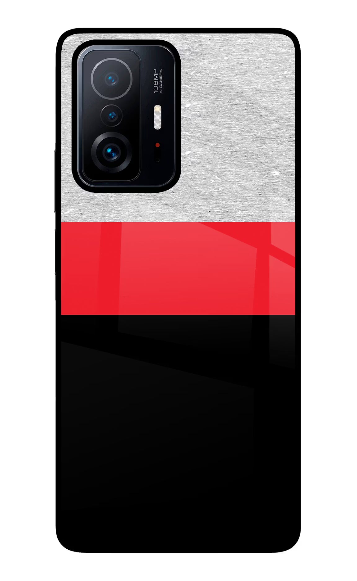 Tri Color Pattern Mi 11T Pro 5G Glass Case Back Cover by Casekaro