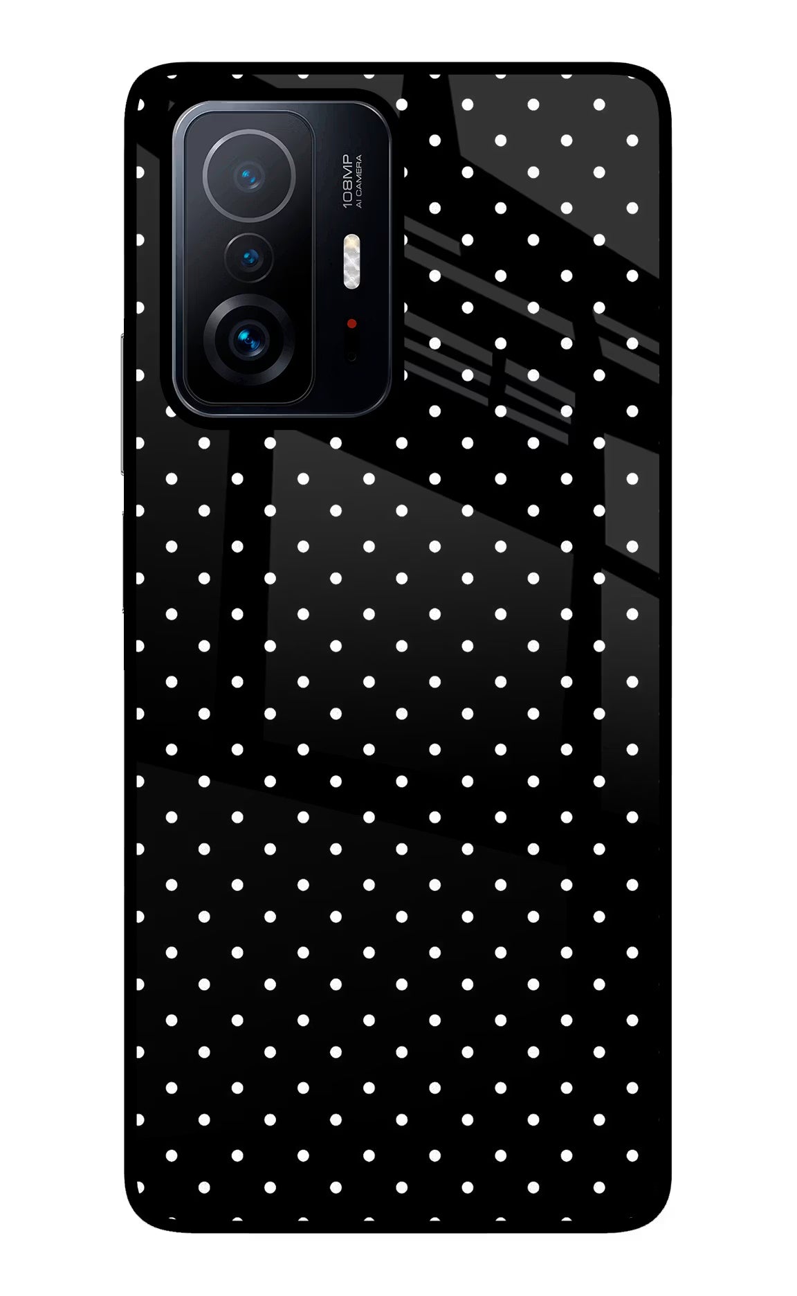 White Dots Mi 11T Pro 5G Glass Case Back Cover by Casekaro