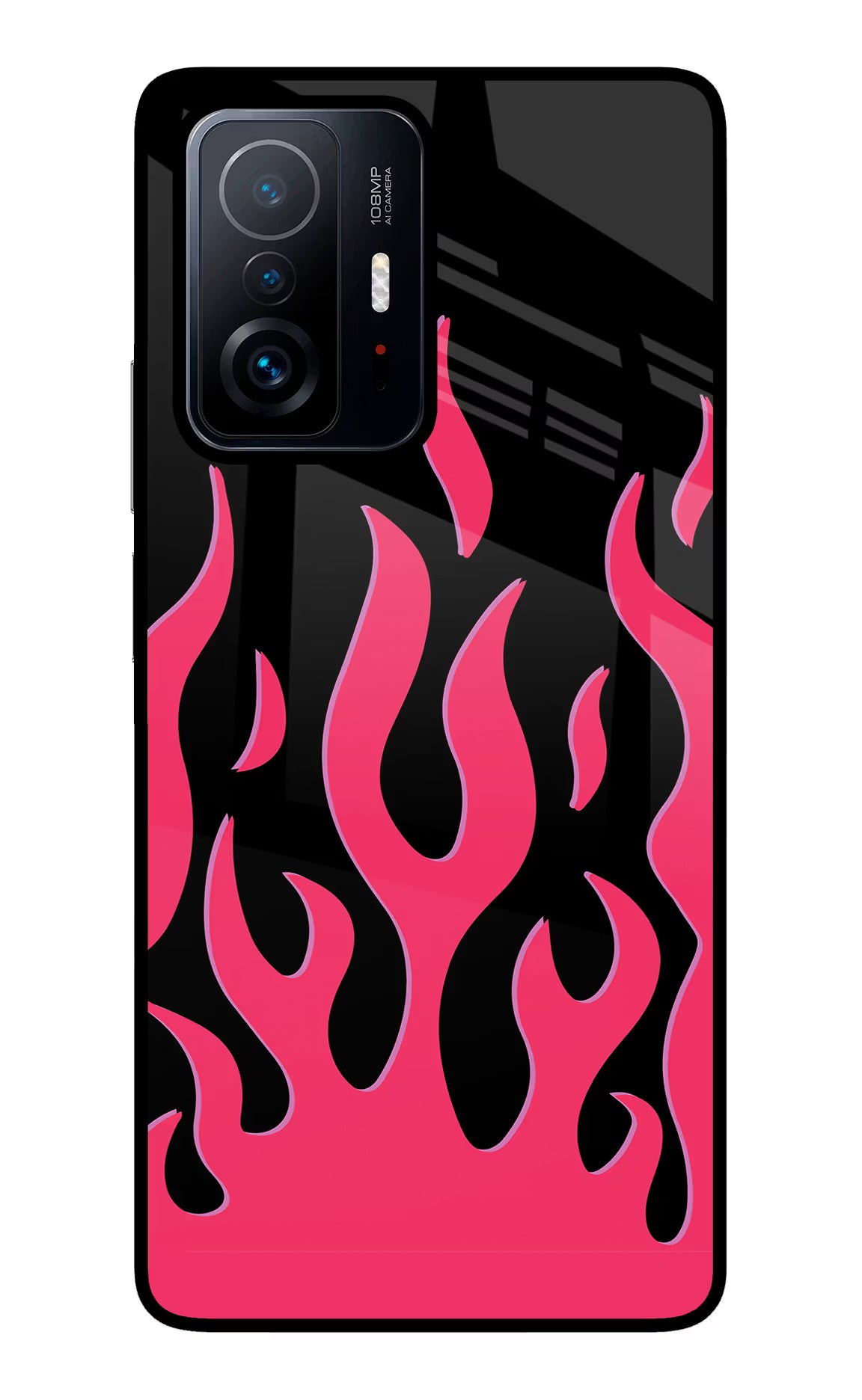 Fire Flames Mi 11T Pro 5G Glass Case Back Cover by Casekaro