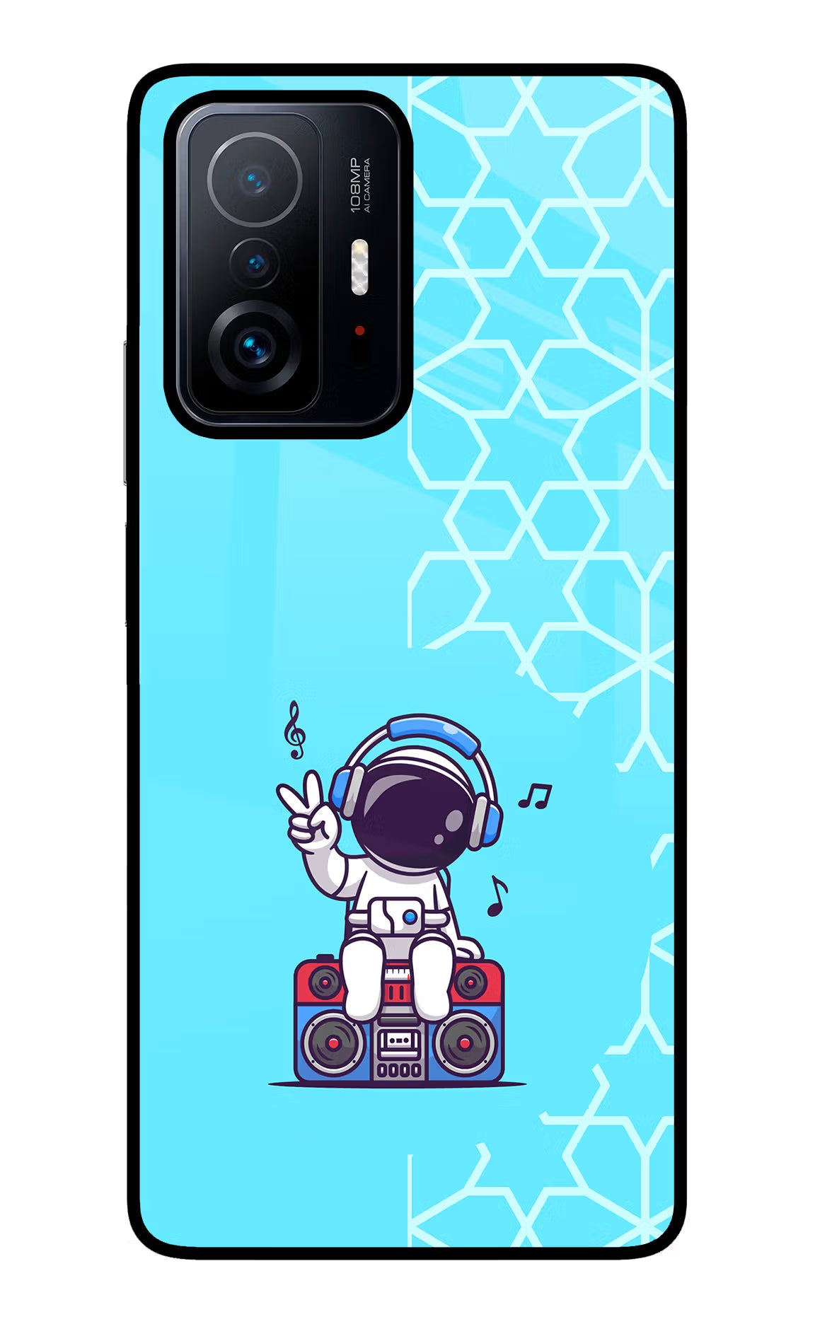 Cute Astronaut Chilling Mi 11T Pro 5G Glass Case Back Cover by Casekaro