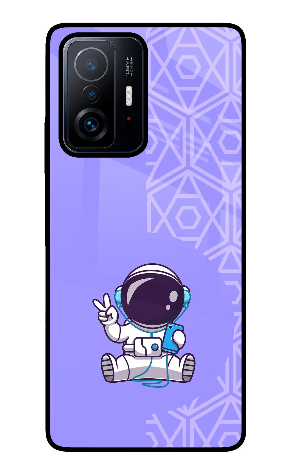 Cute Astronaut Chilling Mi 11T Pro 5G Glass Case Back Cover by Casekaro