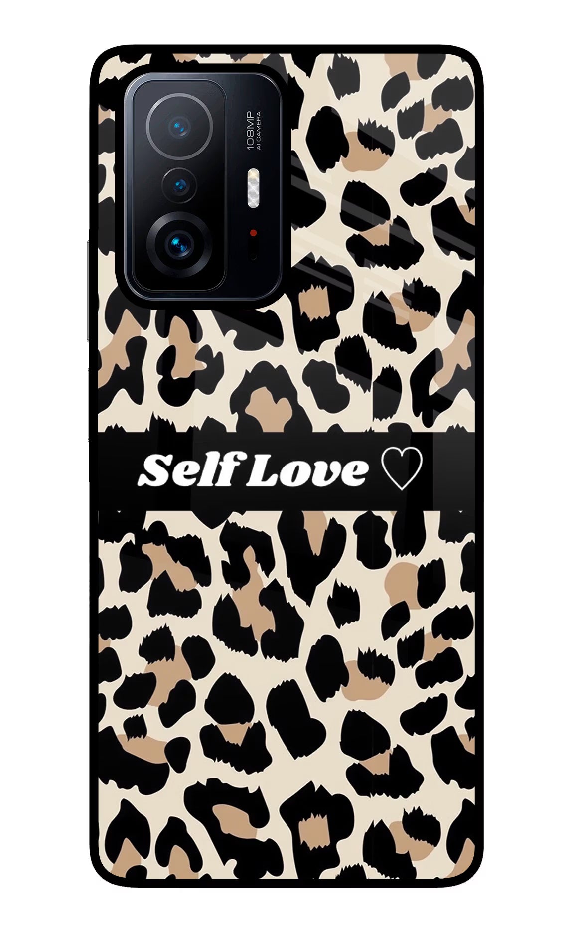 Leopard Print Self Love Mi 11T Pro 5G Glass Case Back Cover by Casekaro