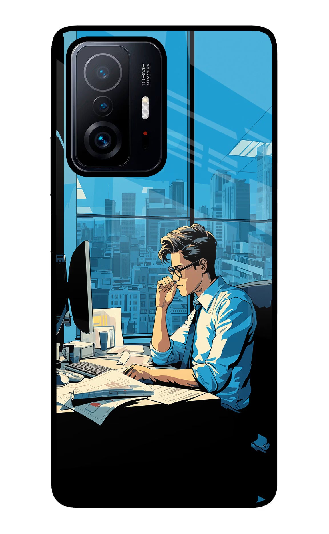 Focused Hustler (AI Generated) Mi 11T Pro 5G Glass Case Back Cover by Casekaro