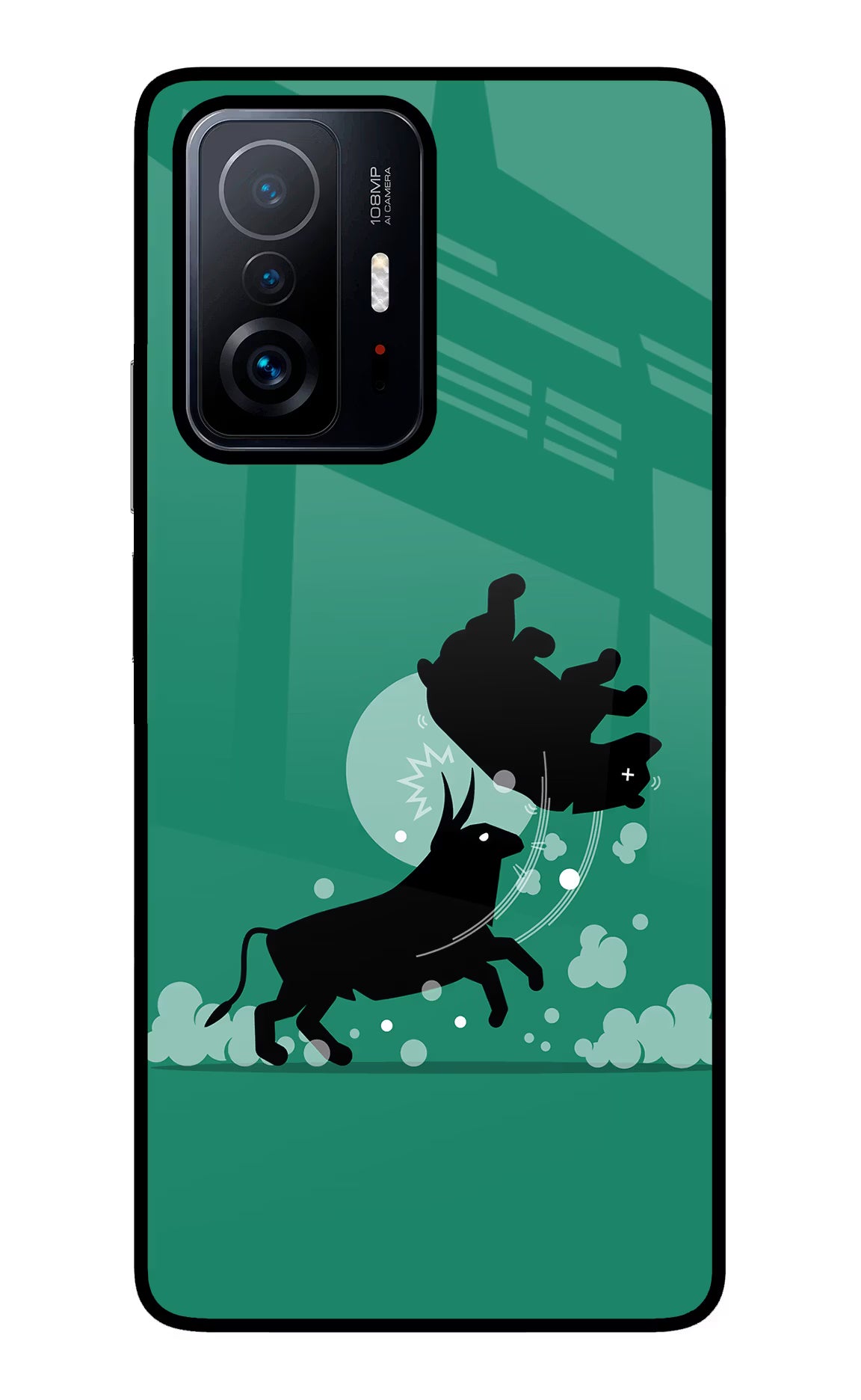 Bull Conqueror Mi 11T Pro 5G Glass Case Back Cover by Casekaro