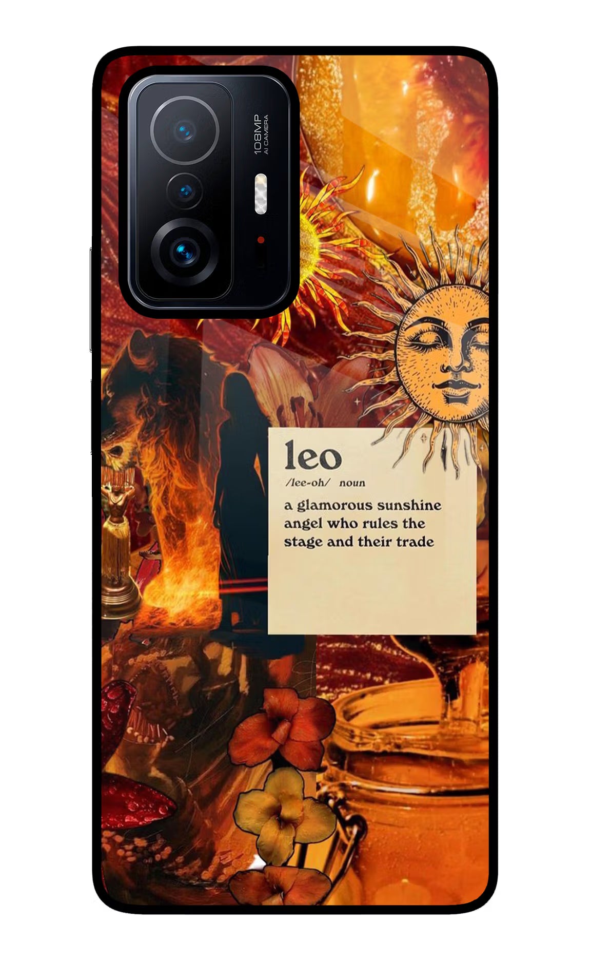 Leo Zodiac Mi 11T Pro 5G Glass Case Back Cover by Casekaro