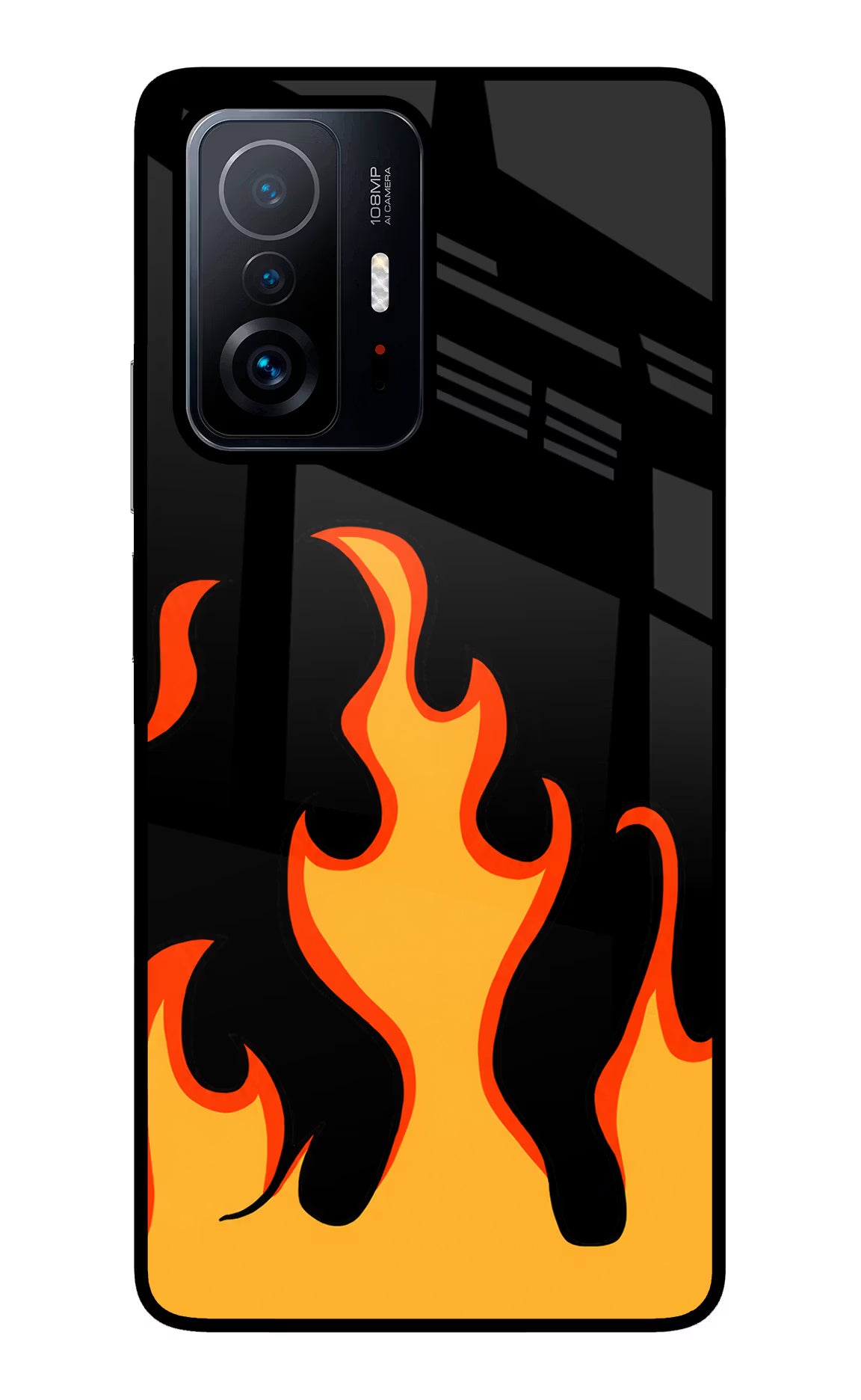 Fired Up – Black Mi 11T Pro 5G Glass Case Back Cover by Casekaro