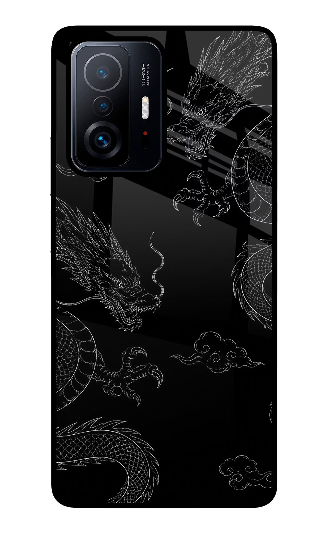 Twin Dragons Mi 11T Pro 5G Glass Case Back Cover by Casekaro