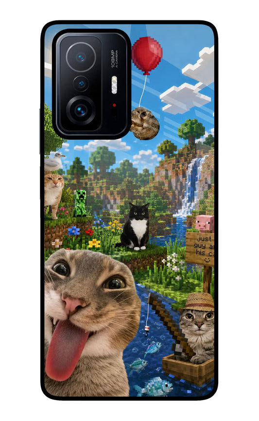 Minecraft Cat Chaos Mi 11T Pro 5G Glass Case