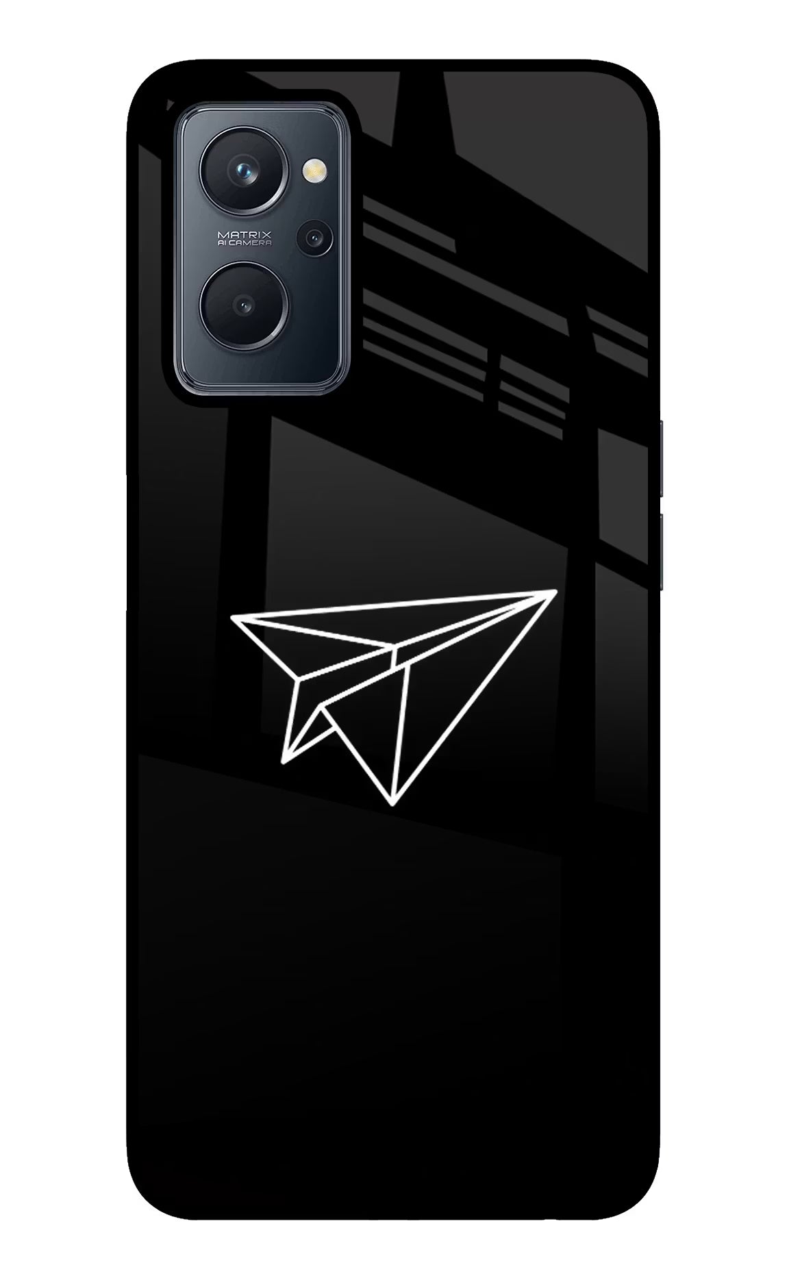 Paper Plane White Realme 9i 4G Glass Case Back Cover by Casekaro