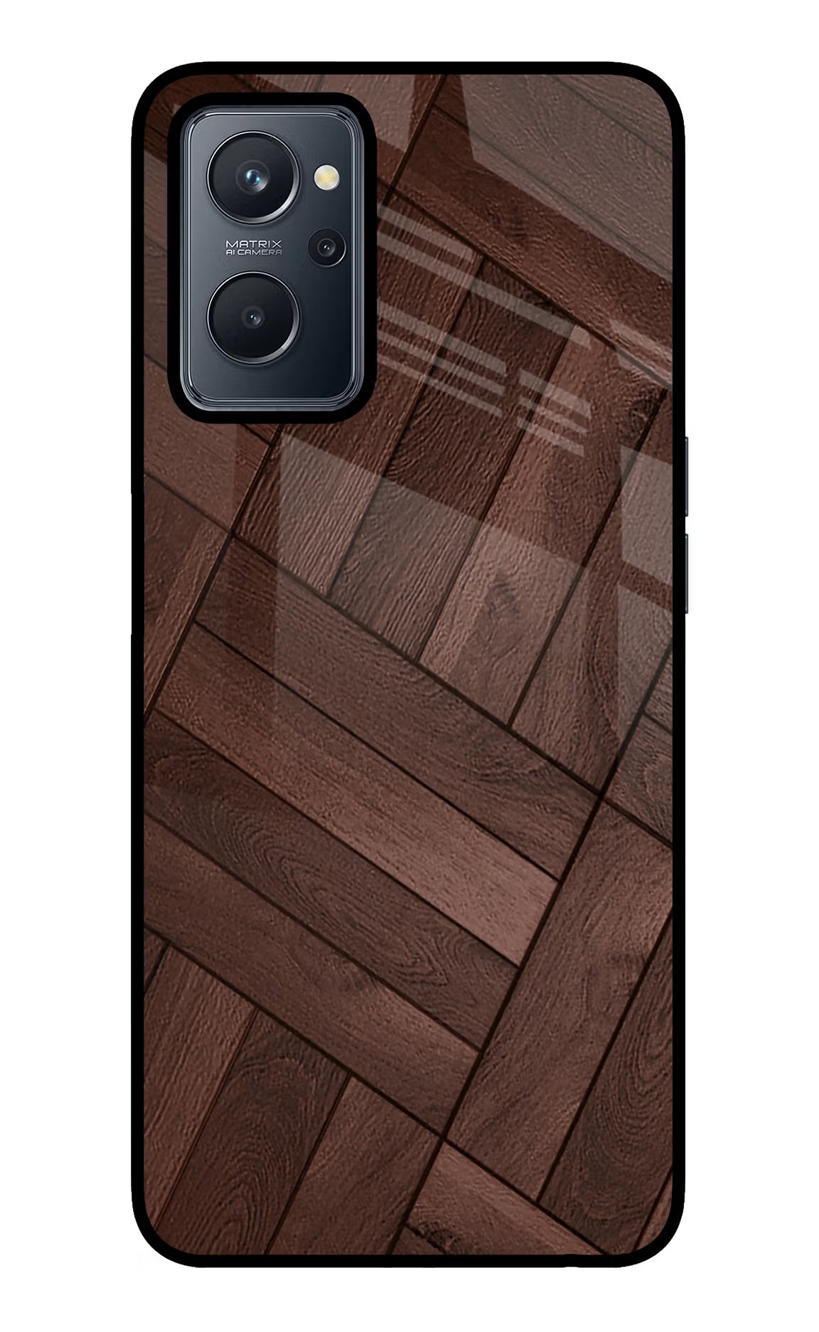 Wooden Texture Design Realme 9i 4G Glass Case Back Cover by Casekaro