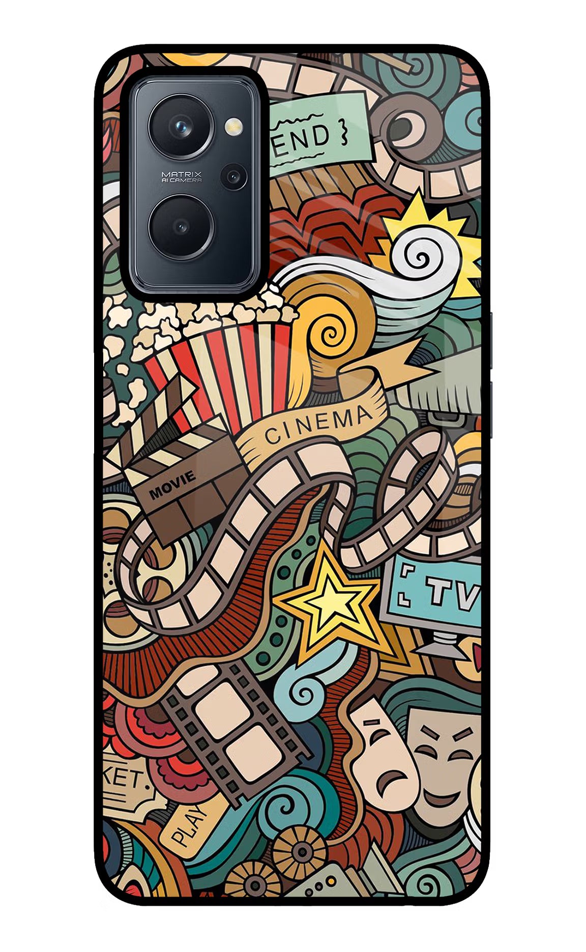 Cinema Abstract Realme 9i 4G Glass Case Back Cover by Casekaro