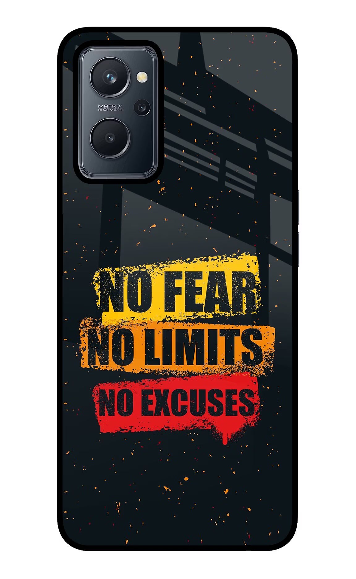 No Fear No Limits No Excuse Realme 9i 4G Glass Case Back Cover by Casekaro