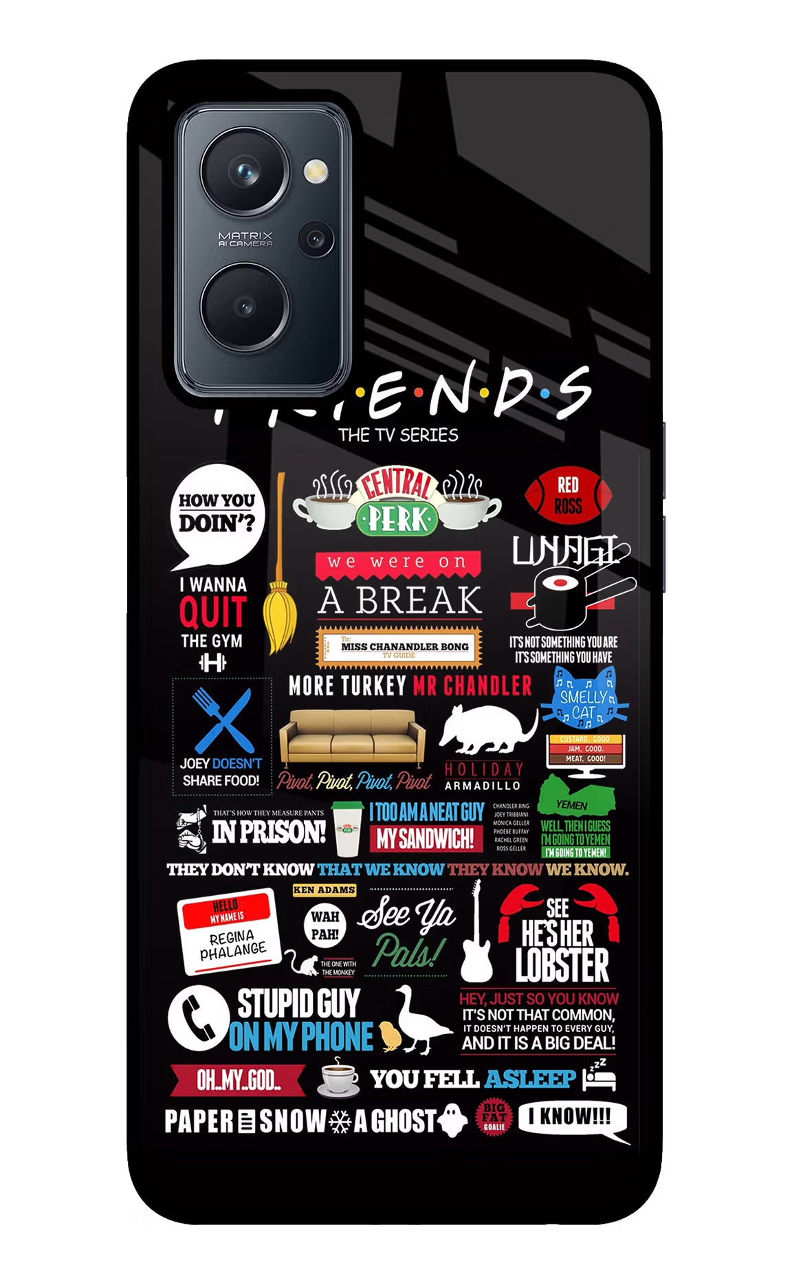FRIENDS Realme 9i 4G Glass Case Back Cover by Casekaro
