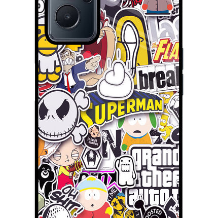 Sticker Bomb Realme 9i 4G Glass Case