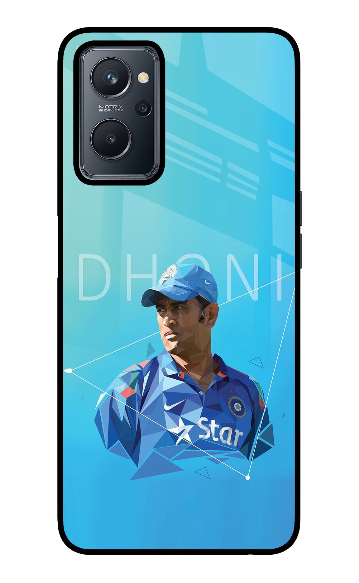 Dhoni Artwork Realme 9i 4G Glass Case