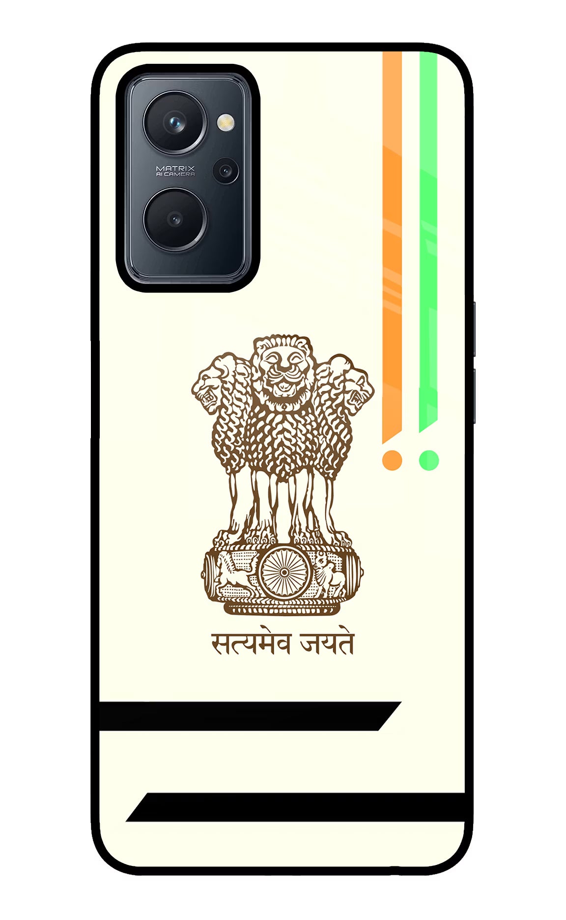 Satyamev Jayate Brown Logo Realme 9i 4G Glass Case Back Cover by Casekaro
