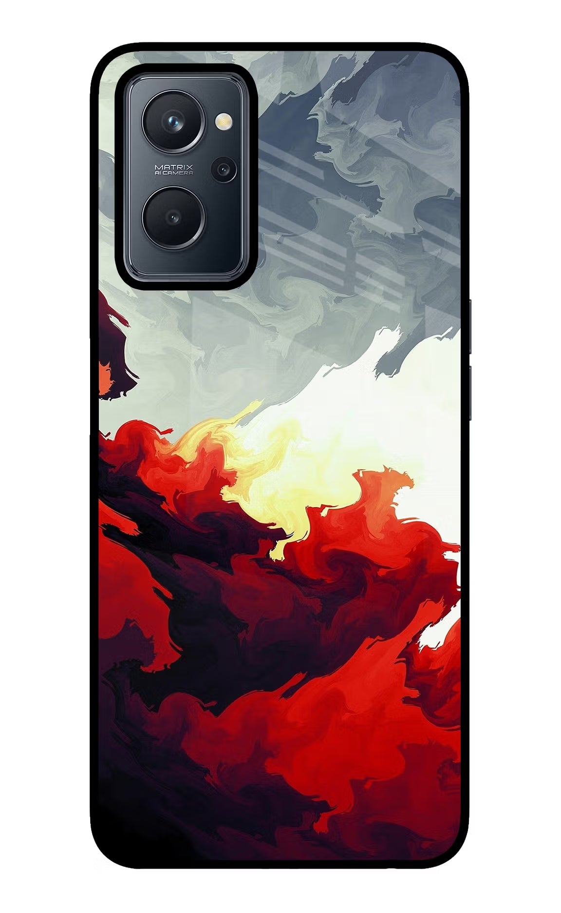 Fire Cloud Realme 9i 4G Glass Case Back Cover by Casekaro