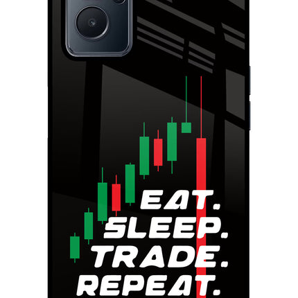 Eat Sleep Trade Repeat Realme 9i 4G Glass Case