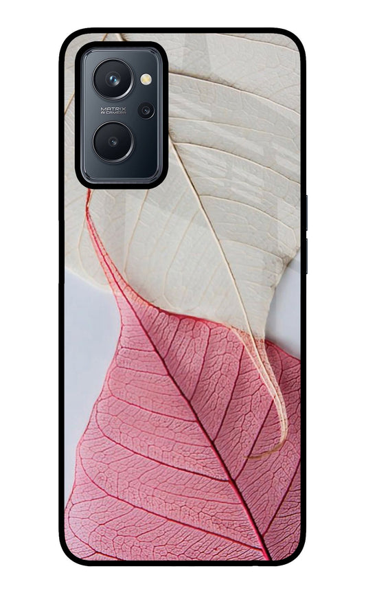 White Pink Leaf Realme 9i 4G Glass Case