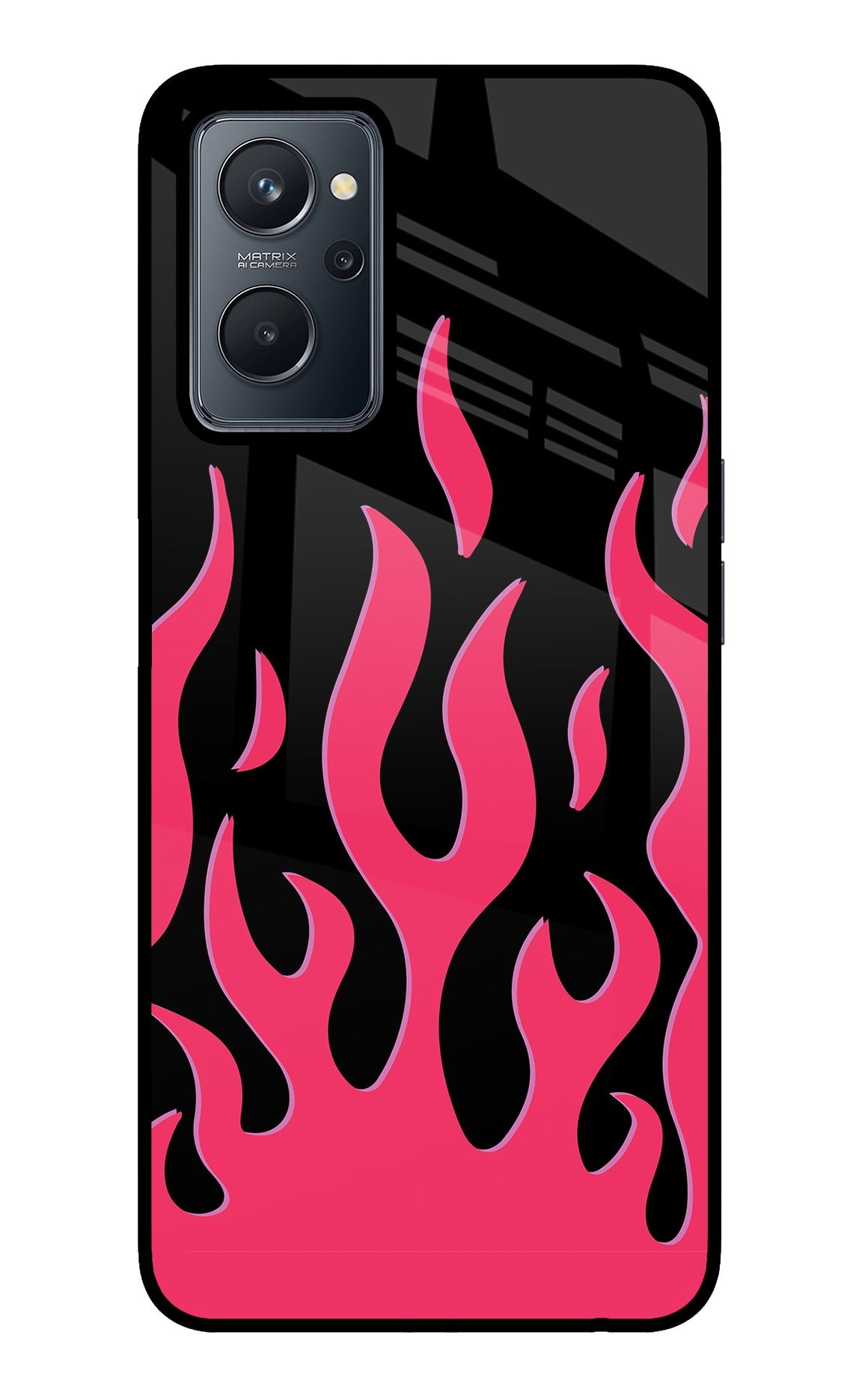 Fire Flames Realme 9i 4G Glass Case