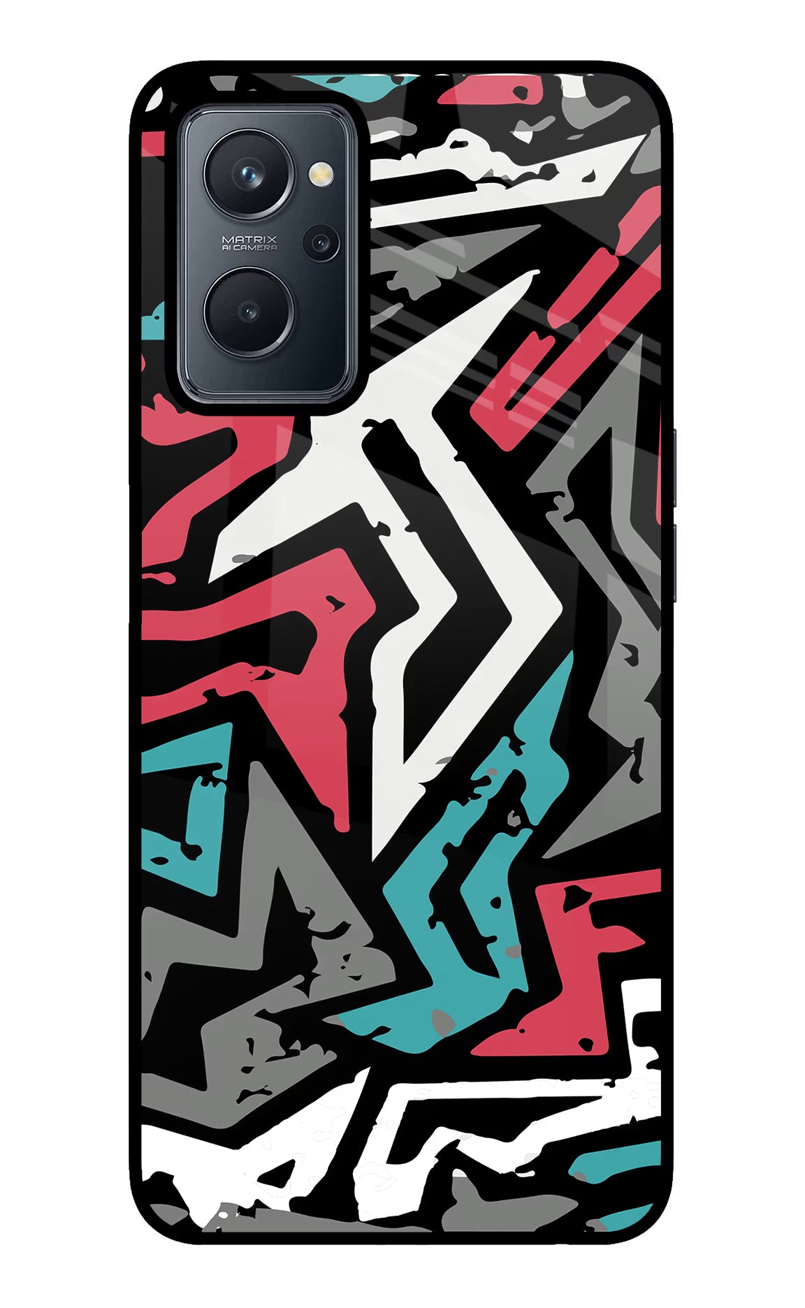 Geometric Graffiti Realme 9i 4G Glass Case Back Cover by Casekaro