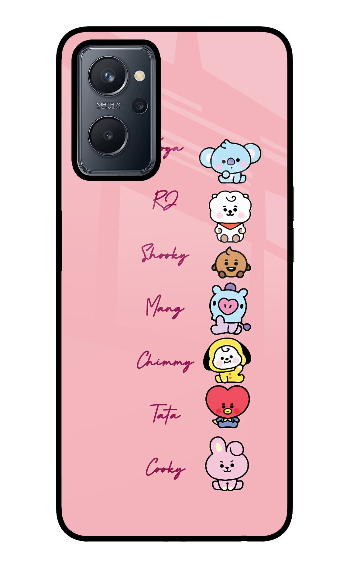 BTS names Realme 9i 4G Glass Case Back Cover by Casekaro