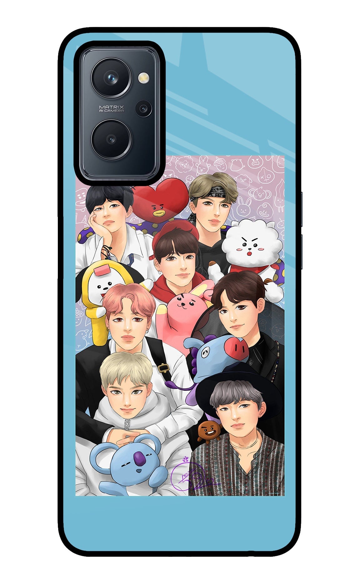 BTS with animals Realme 9i 4G Glass Case