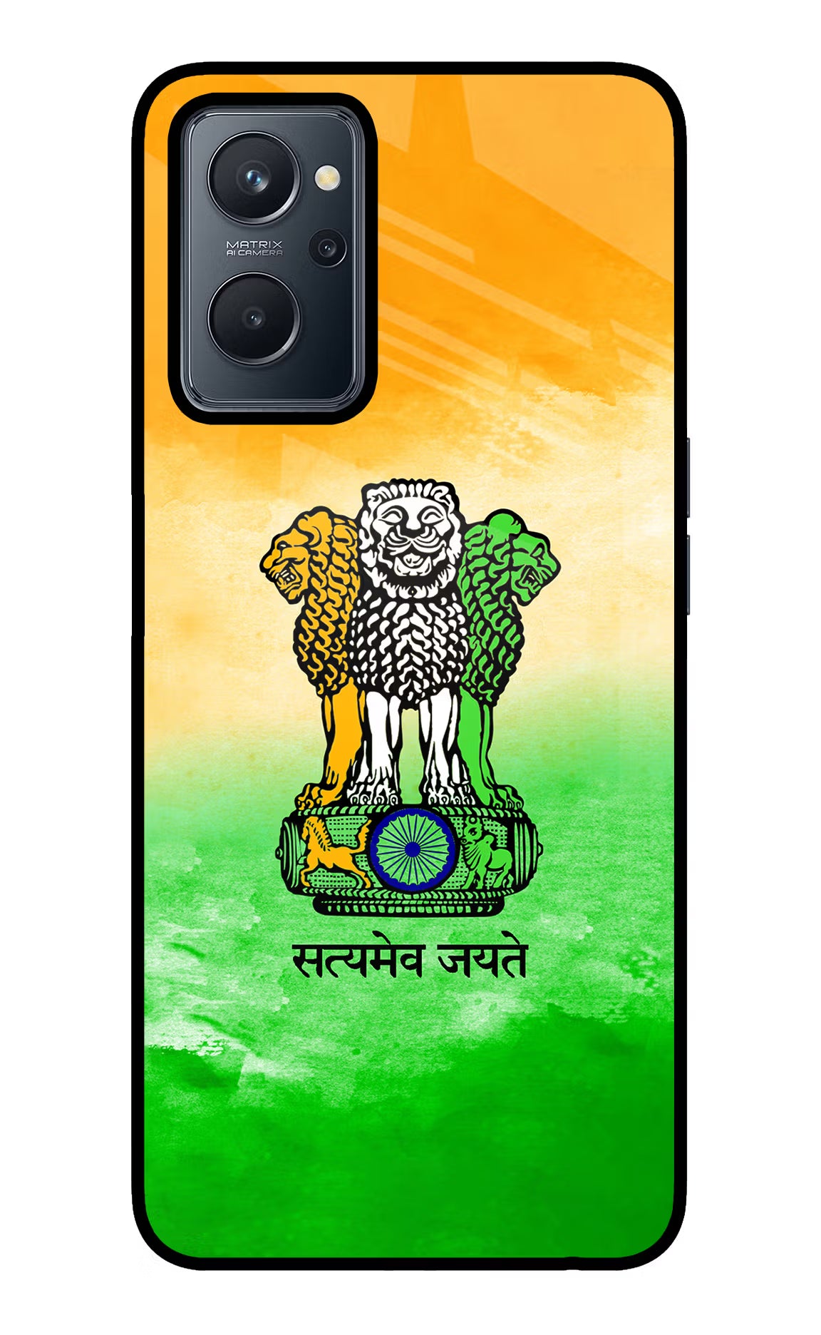 Satyamev Jayate Flag Realme 9i 4G Glass Case Back Cover by Casekaro