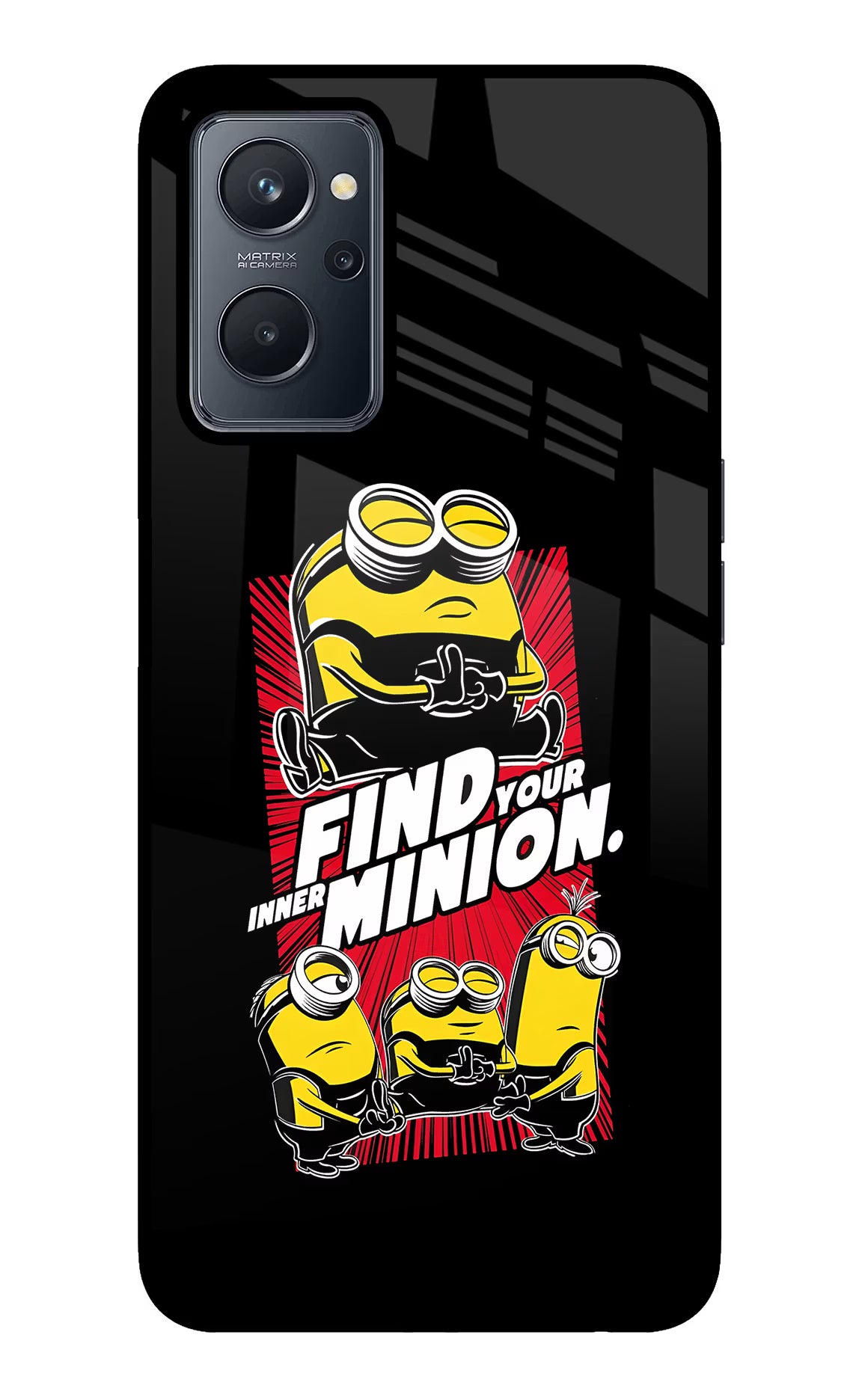 Find your inner Minion Realme 9i 4G Glass Case Back Cover by Casekaro