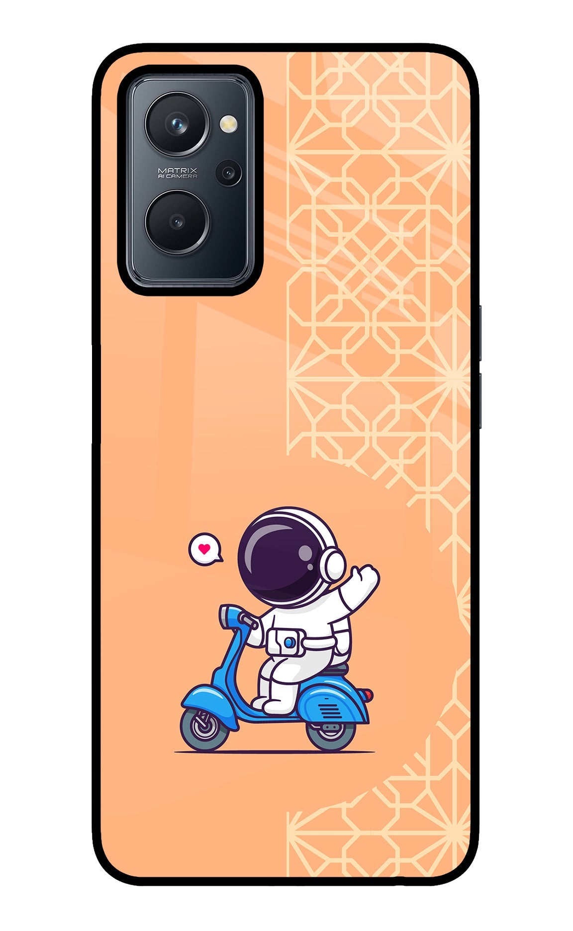 Cute Astronaut Riding Realme 9i 4G Glass Case