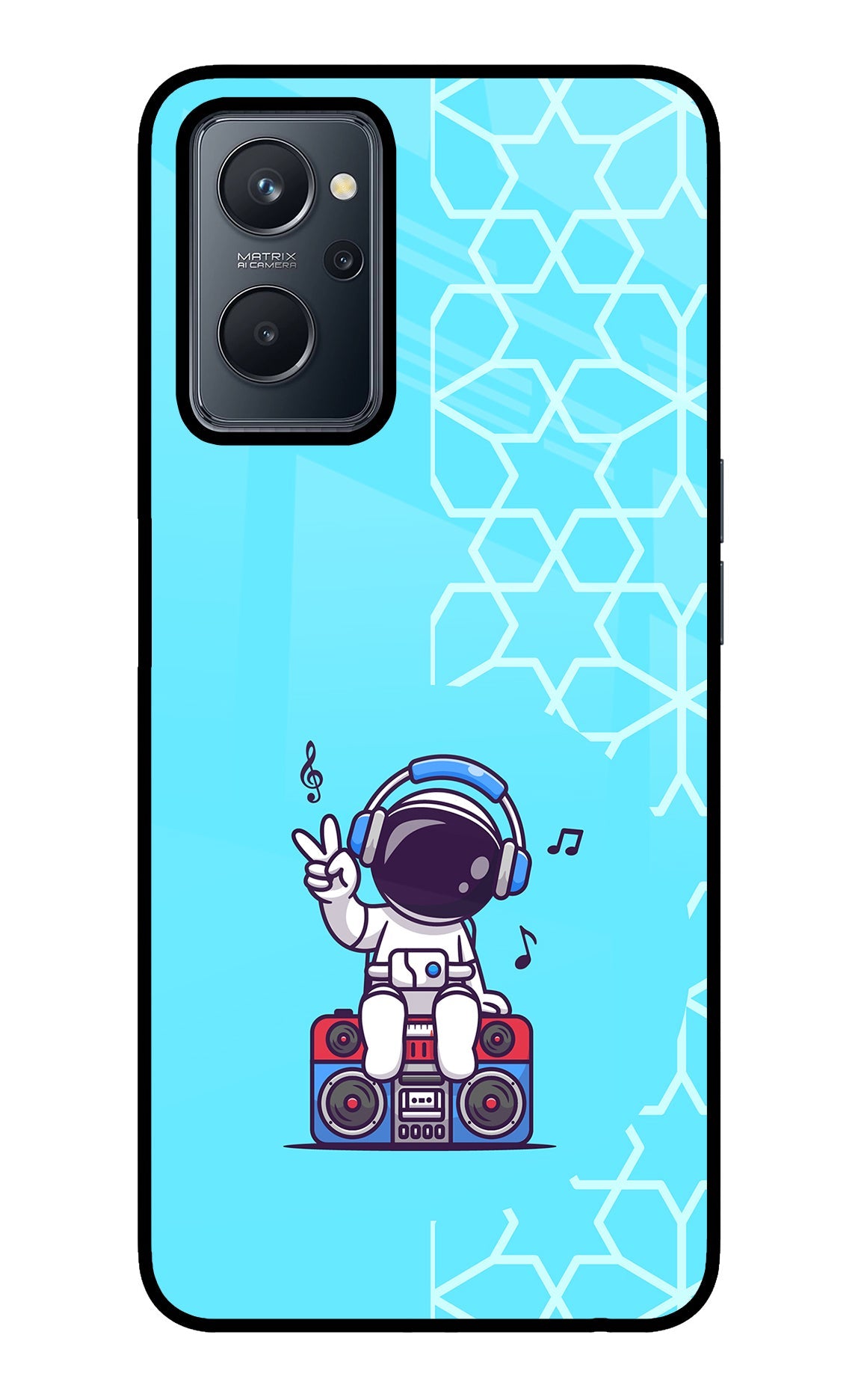 Cute Astronaut Chilling Realme 9i 4G Glass Case