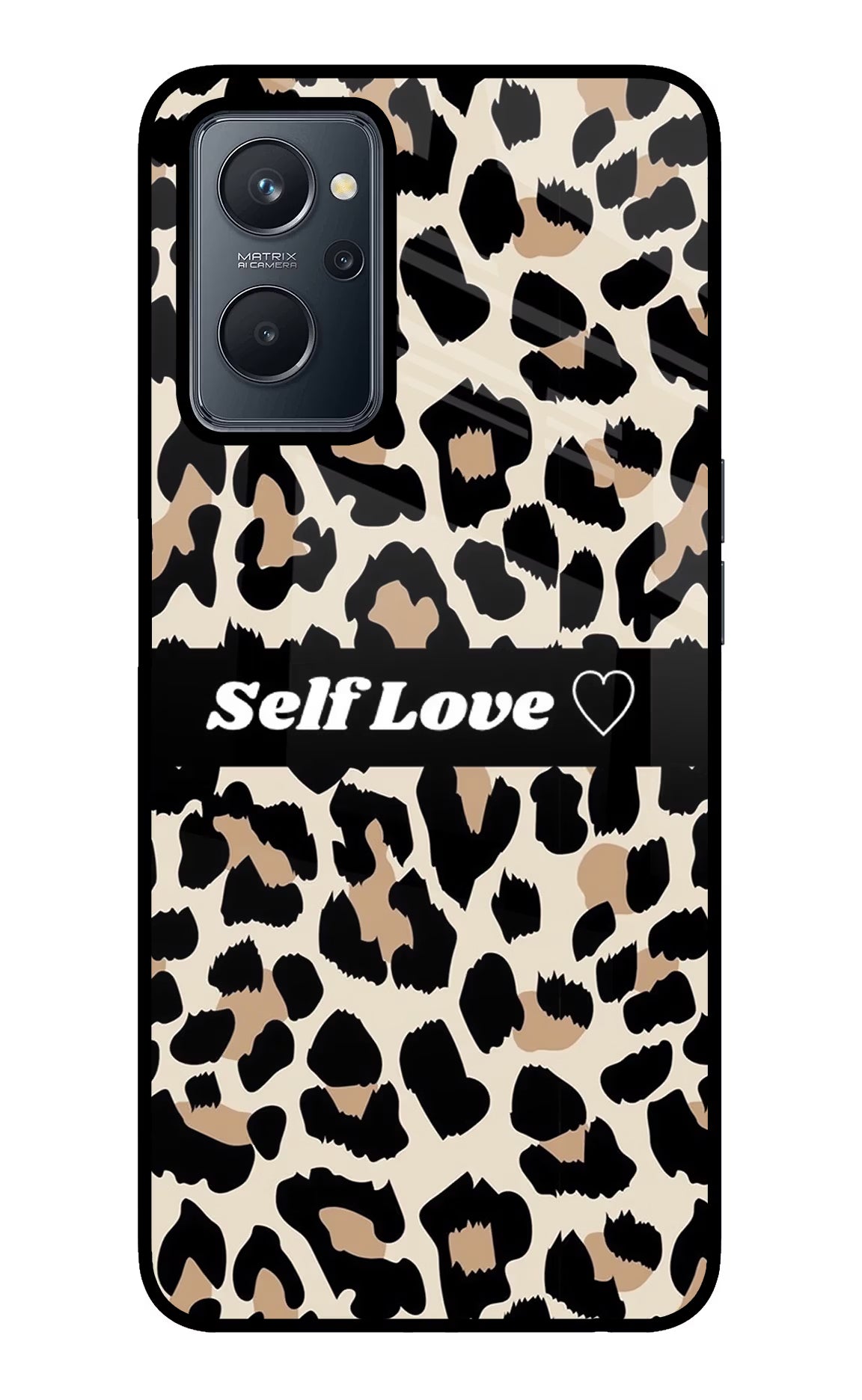 Leopard Print Self Love Realme 9i 4G Glass Case Back Cover by Casekaro