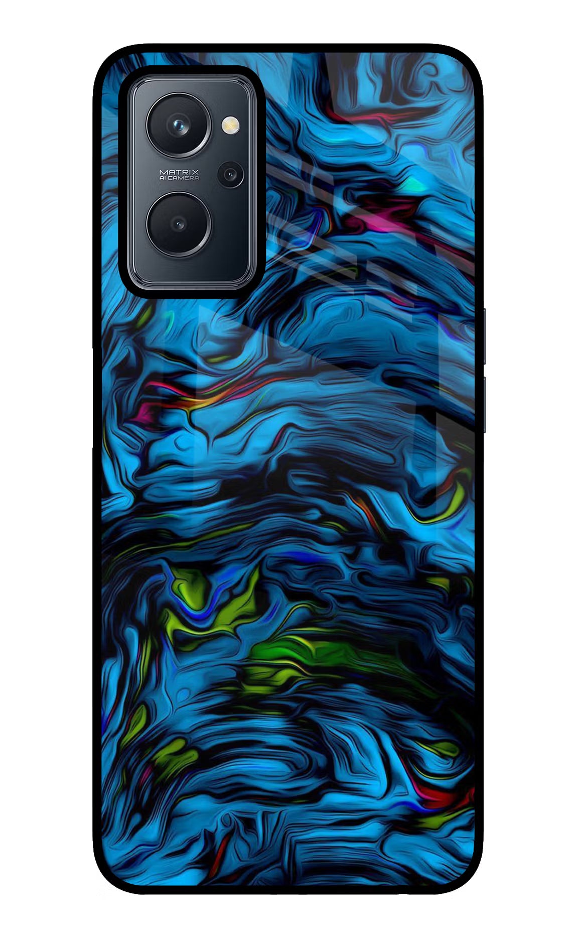 Dark Blue Abstract Realme 9i 4G Glass Case Back Cover by Casekaro