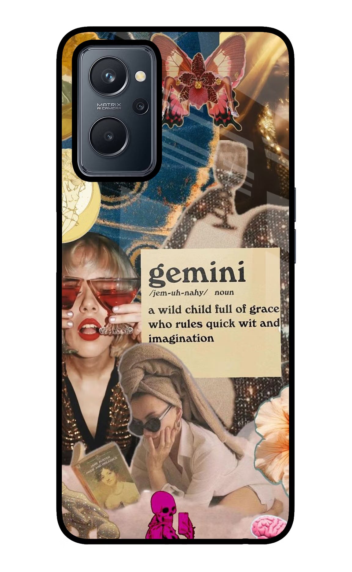 Gemini Zodiac Realme 9i 4G Glass Case Back Cover by Casekaro