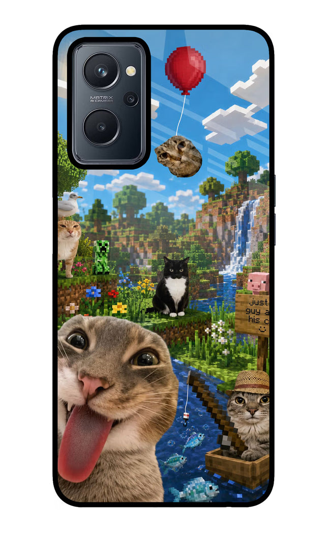 Minecraft Cat Chaos Realme 9i 4G Glass Case