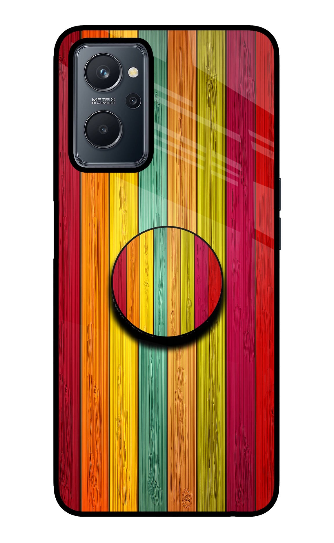 Multicolor Wooden Realme 9i 4G Pop Case