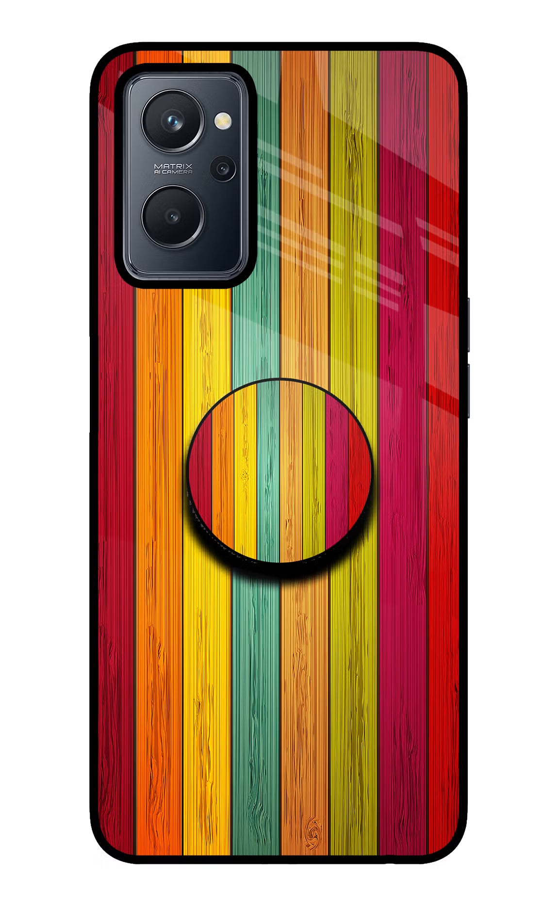 Multicolor Wooden Realme 9i 4G Pop Case by Casekaro