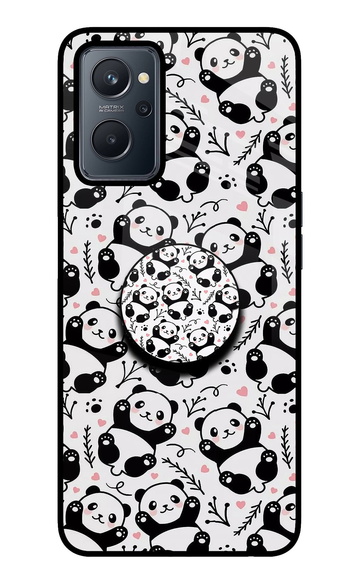 Cute Panda Realme 9i 4G Glass Case