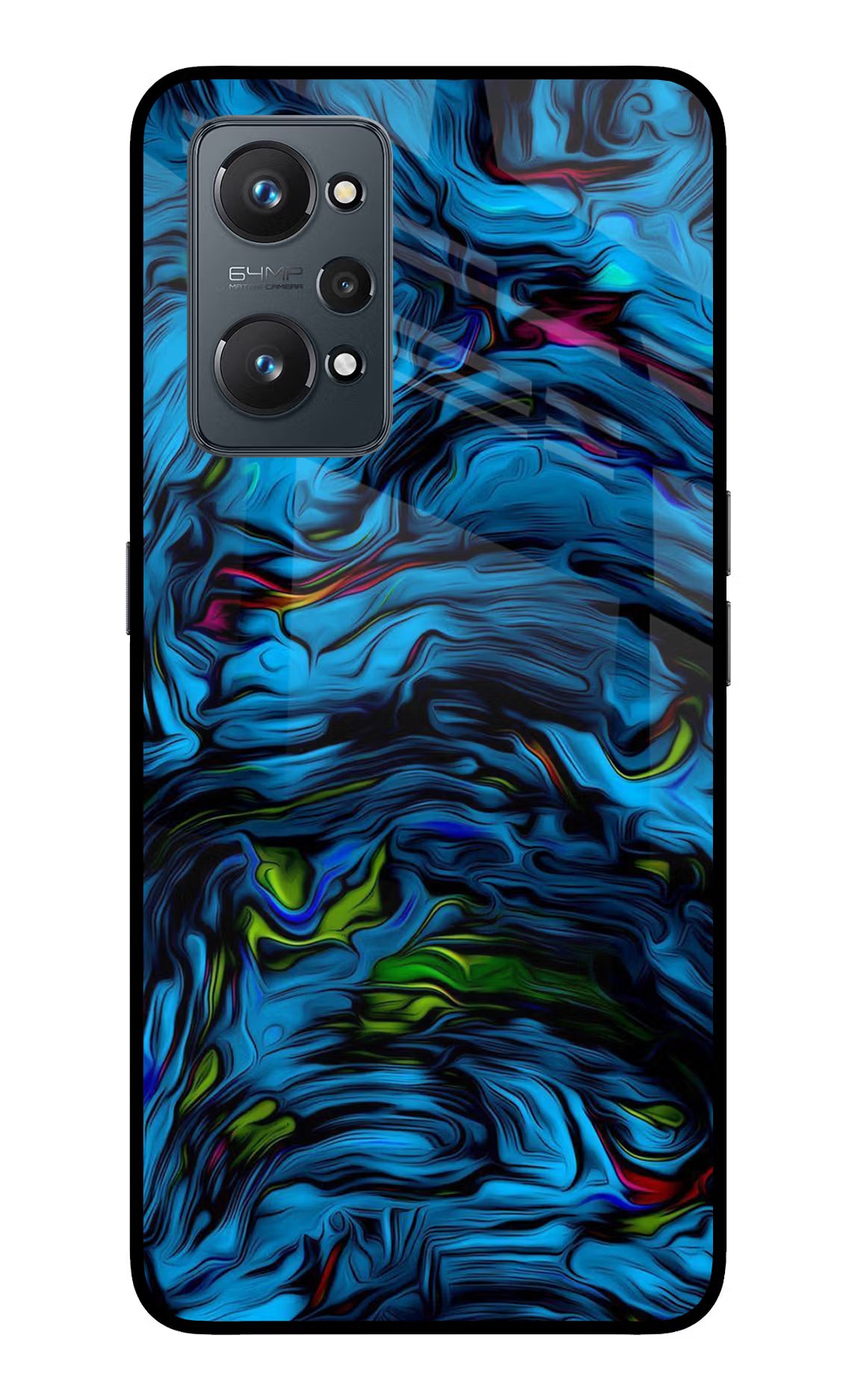 Dark Blue Abstract Realme GT 2 5G Glass Case Back Cover by Casekaro