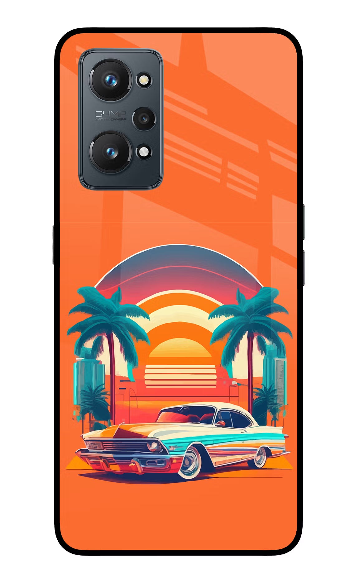 Palm Drive 80s Realme GT 2 5G Glass Case Back Cover by Casekaro