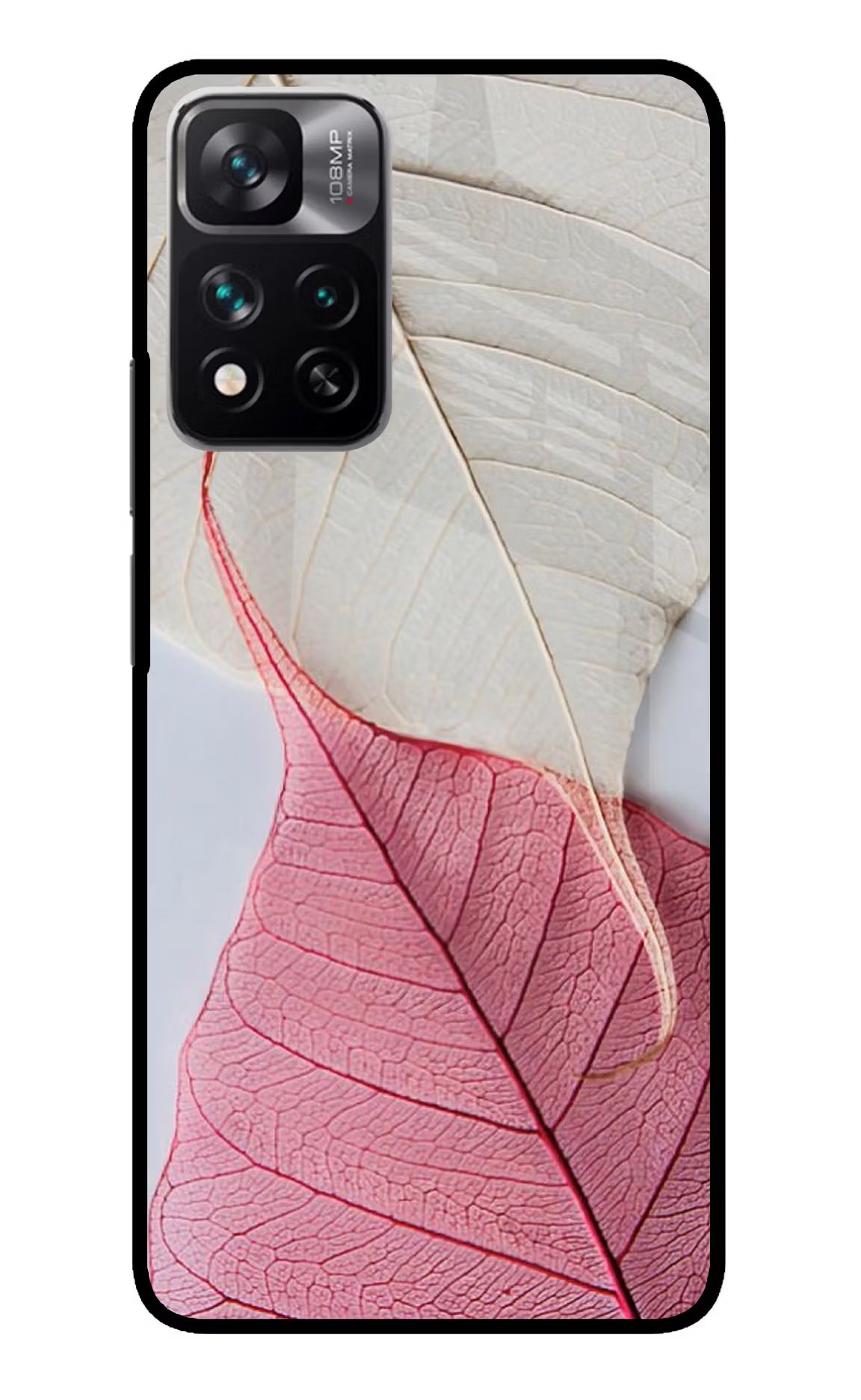 White Pink Leaf Mi 11i 5G/11i 5G Hypercharge Glass Case