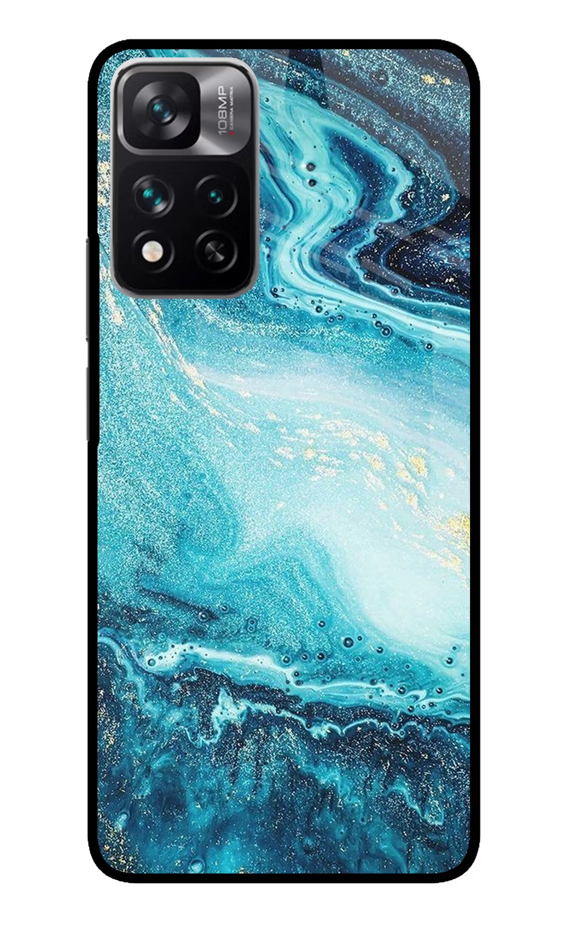 Blue Glitter Marble Mi 11i 5G/11i 5G Hypercharge Glass Case