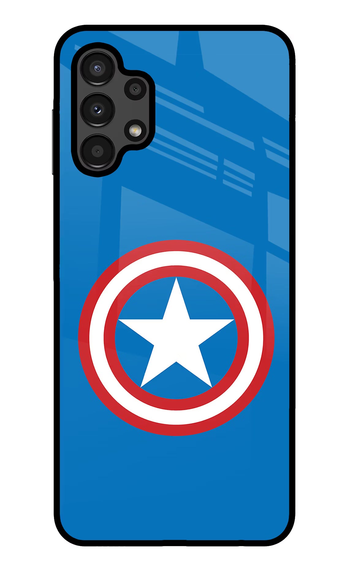 Captain America Logo Samsung A13 4G Glass Case Back Cover by Casekaro
