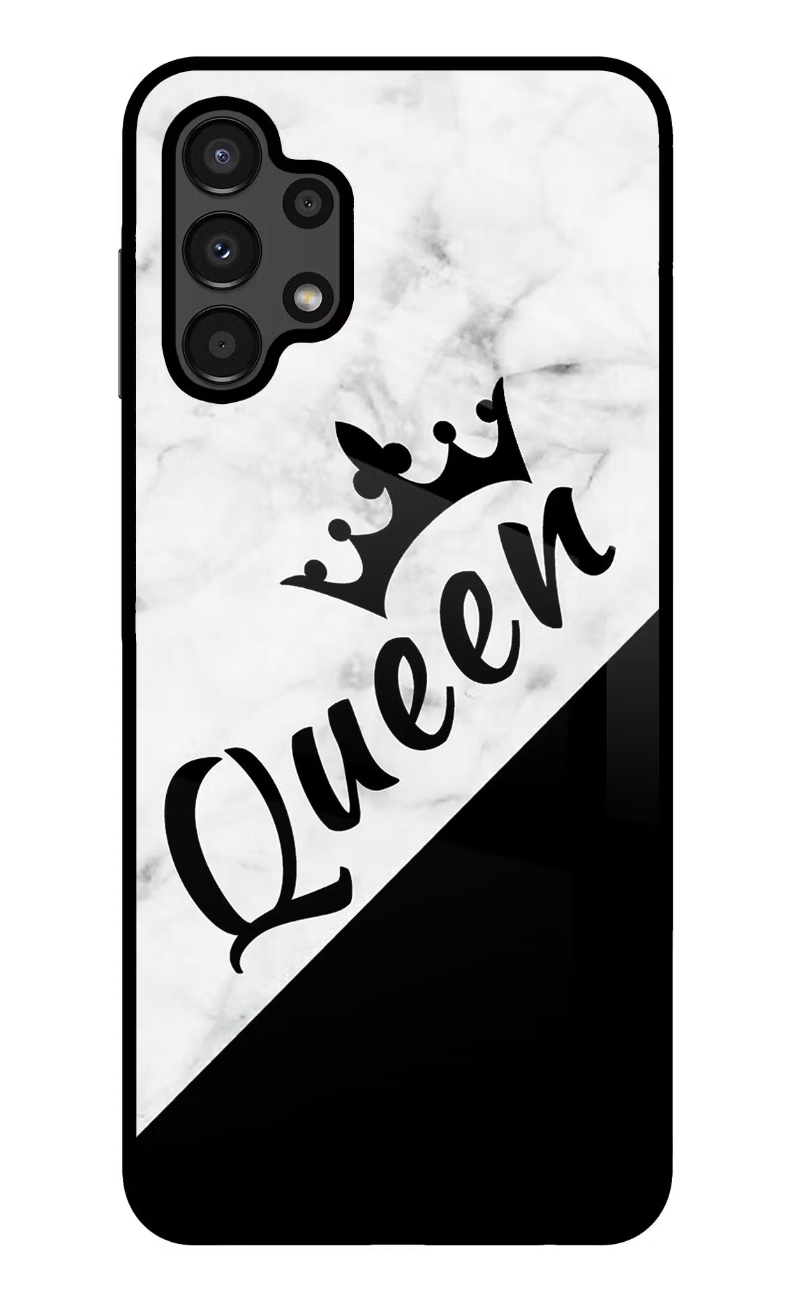 Queen Samsung A13 4G Glass Case Back Cover by Casekaro