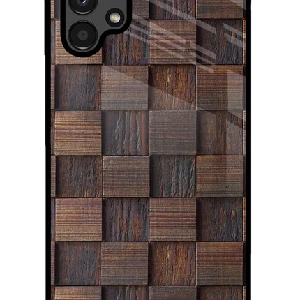 Wooden Cube Design Samsung A13 4G Glass Case